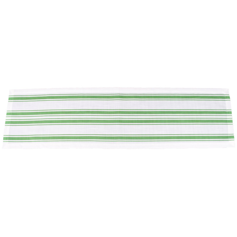 Striped Cotton Polyester Blend Table Runner (14Wx90L), Green