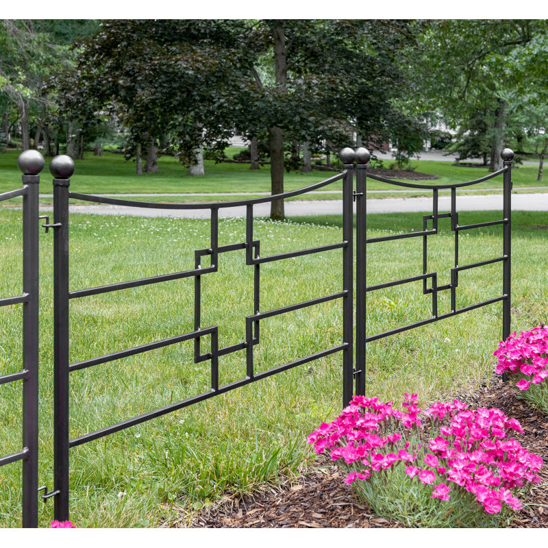 Graphite Wrought Iron Square Garden Fence Set of 4