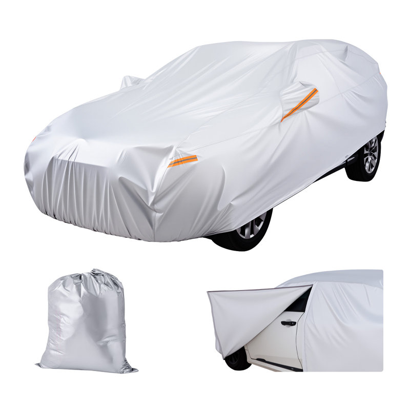Car Cover, Car Cover Waterproof for Toyota RAV4 Compact SUV, Custom-fit All Weather Sun Rain Wind Frost Dust Snow Protection Full Exterior Covers with Door Zipper and Cotton Lining, Silver