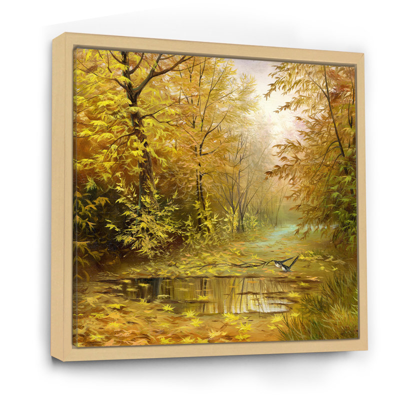 «Beautiful Yellow Yellow Landscape», impression sur toile, H 16 po x l 16 po, Cadre flottant en érable