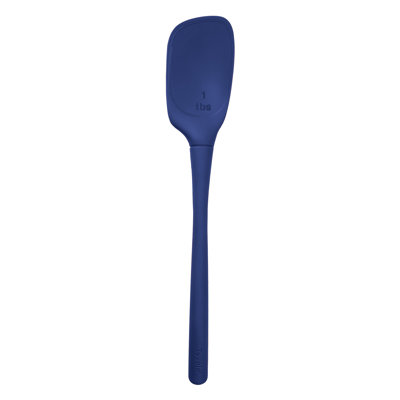 Tovolo Flex-Core Deep Spoonula All Silicone with Built-In Measuring for Cooking, Deep Indigo