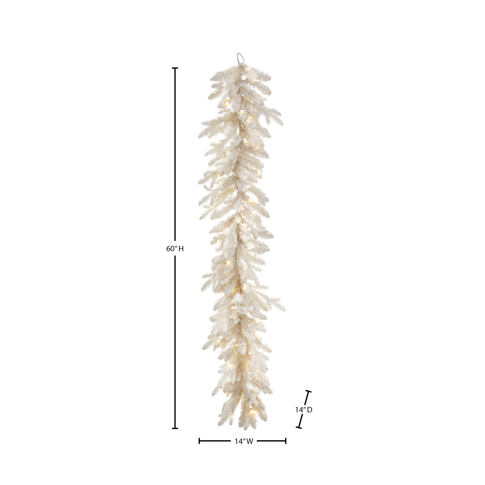 60" Led Cream Bavarian Spruce Garland 40L 14"D 200T