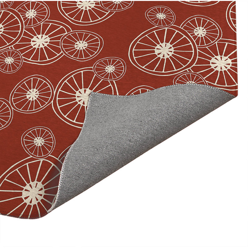 Tapis de cuisine à profil bas, Rectangle 3' x 5', Brique argile florale
