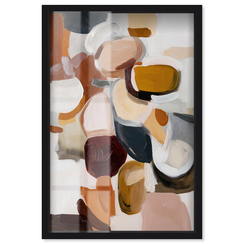 «Taupe Shell Intermix I Shadowbox Print», art mural abstrait par Art Remedy, cadre noir, 37 x 55, H 55 po x l 37 po