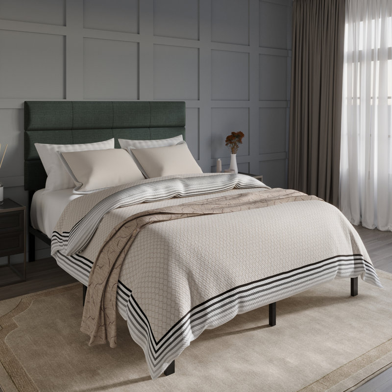 Candius Upholstered Panel Bed, Full/Double, Charcoal Gray