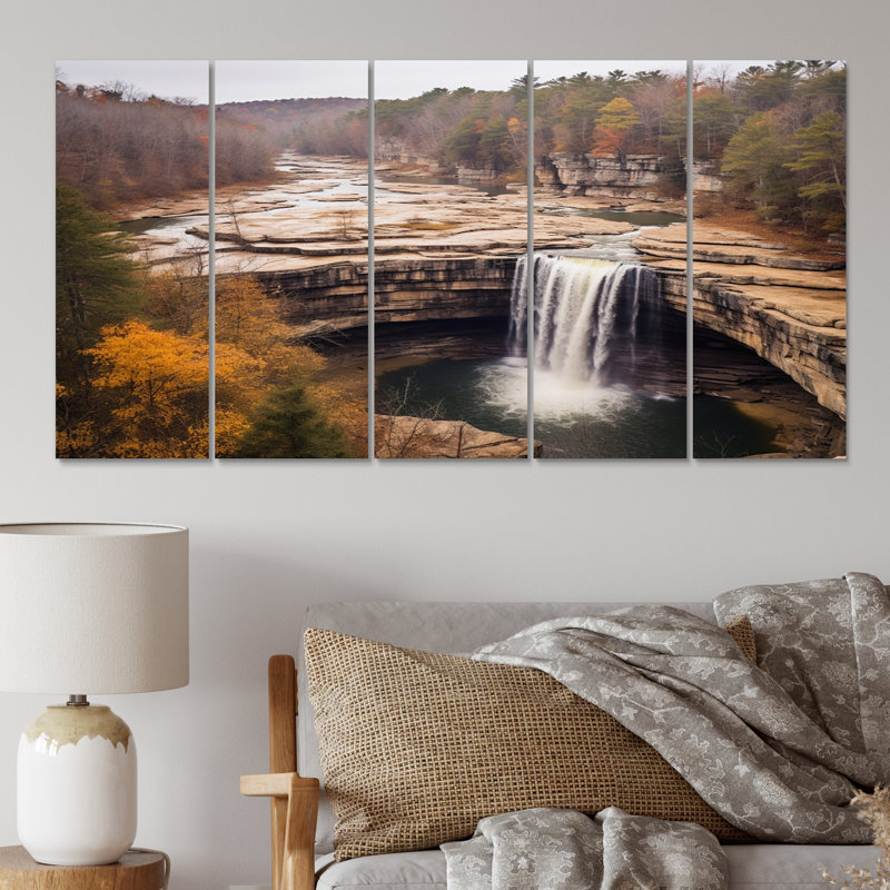 «Alabama Water Cascades Beauty II», impression sur toile de paysages - 5 panneaux égaux