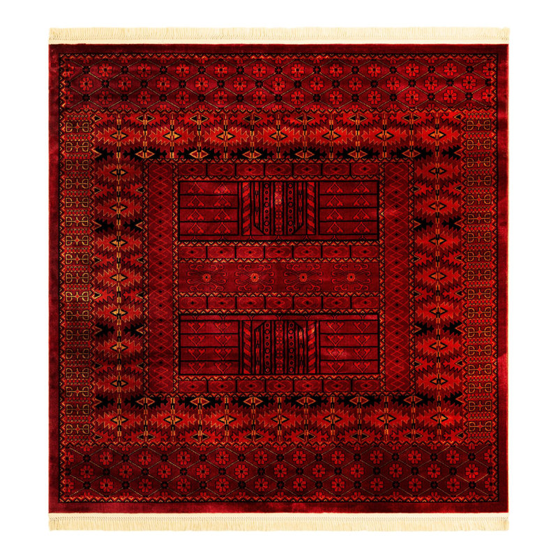 Tapis rouge / noir Amro Southwestern, Square 7'10"