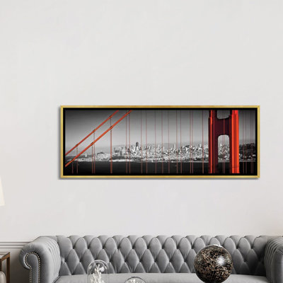 " Golden Gate Bridge Panoramic Downtown View " Graphic Art Print