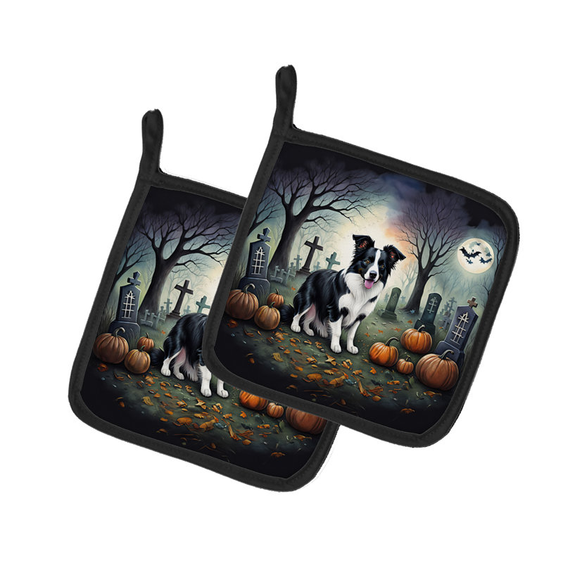 Paire de porte-casseroles Border Collie Spooky Halloween
