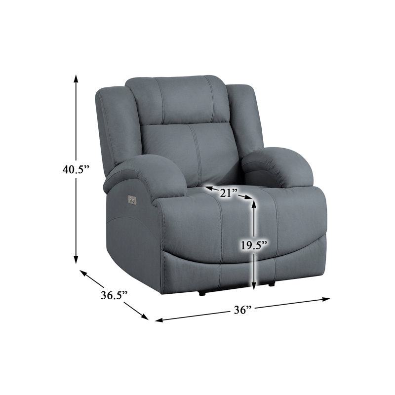 Fauteuil inclinable oscillant standard de 36 po de largeur, Microfibre bleue