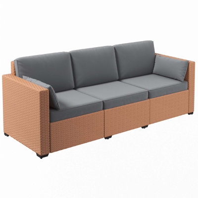 Outsunny Wicker Patio Couch, PE Rattan 3-Seat Sofa by GRILLO HOME