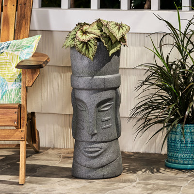 Jardinière en oxyde de magnésium gris pierre - Hauteur : 62,2 cm, largeur : 24 cm, profondeur : 24,2 cm, poids : 6 kg