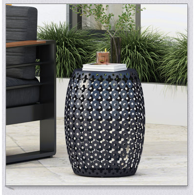 Modern Metal End Table With Elegant Iron Cut Design And Durable Powder-Coated Frame For Indoor And Outdoor Use