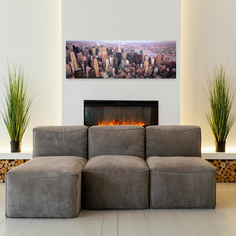 Art mural abstrait contemporain de New York, New York, États-Unis, H 16 po x l 48 po
