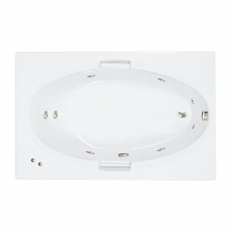 60" L x 42" W Alcove Whirlpool Acrylic Bathtub With Removable Acrylic Skirt in White, Left