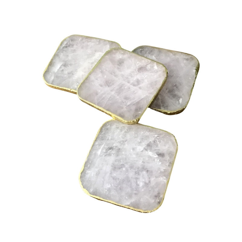 Ensemble de 4 sous-verres en agate argentés 4 pièces