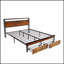 Base de lit plateforme moderne en métal avec tête de lit en bois, pied de lit, station de charge USB et éclairage DEL-1072695209