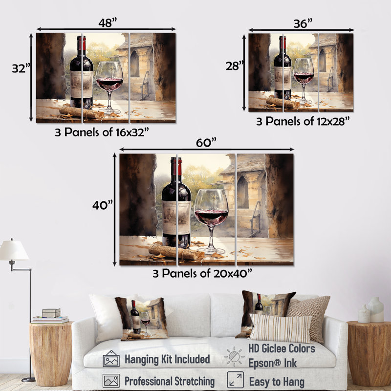 Ports Presence - Ensemble de décoration murale vin, H 40 po x l 60 po
