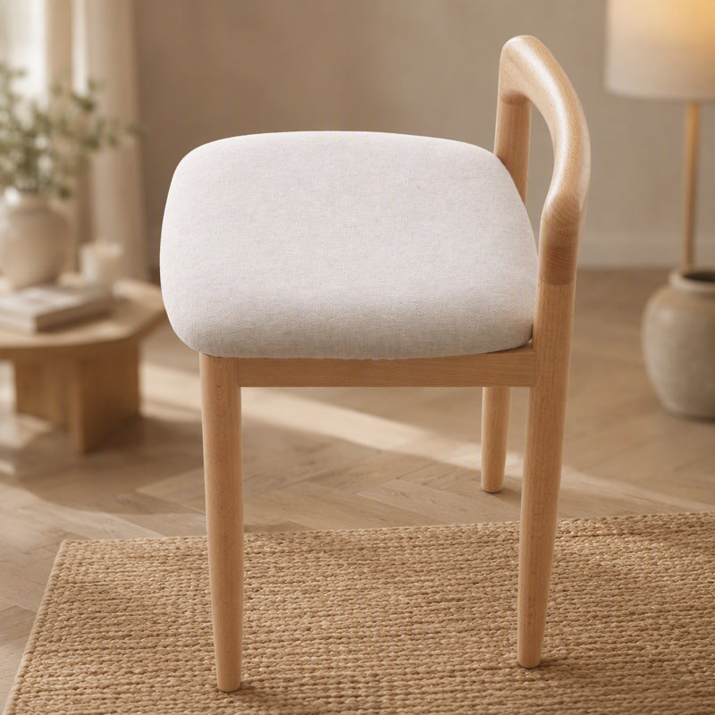 Banc de tabouret en bois de hêtre naturel pour salle à manger, chambre à coucher