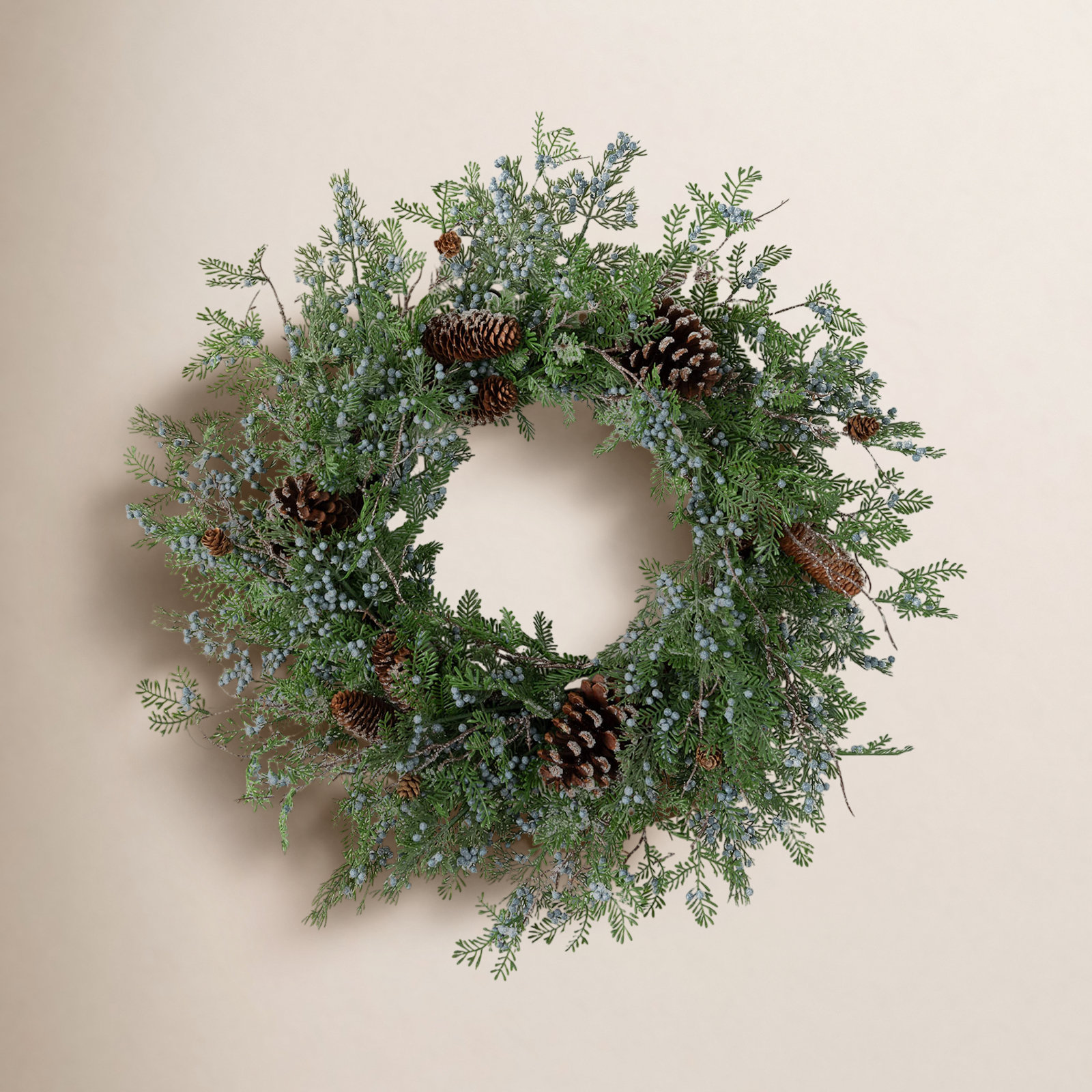 28" Artificial Berry Cedar Christmas Wreath, Green