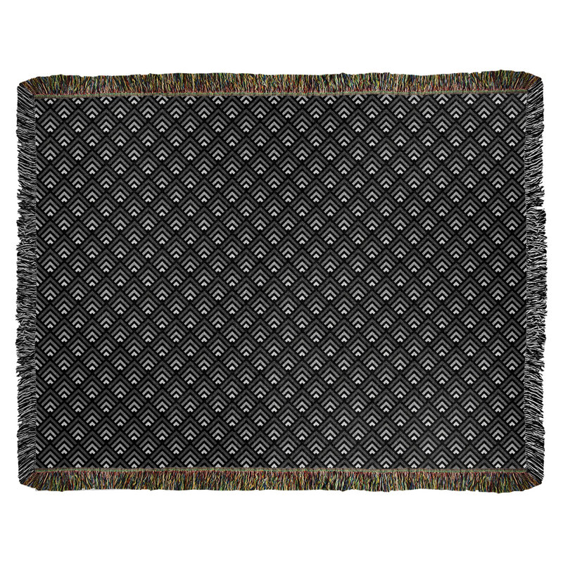 Couverture en coton tissé Katelyn Elizabeth, L 60 po x L 80 po, Noir