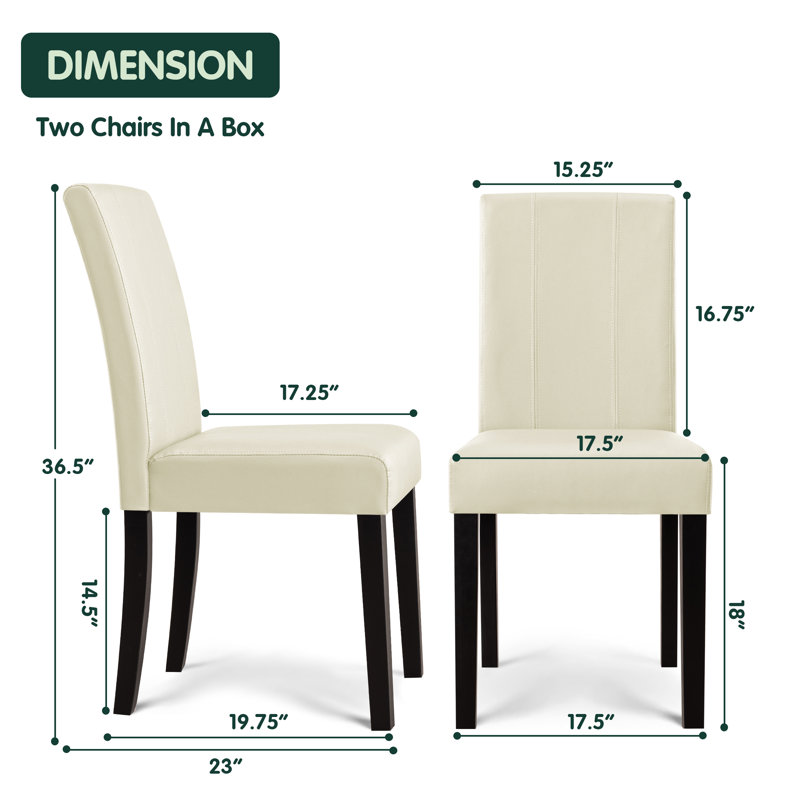 Anirvin Faux Leather Waterproof Upholstered Dining Chair, Ivory