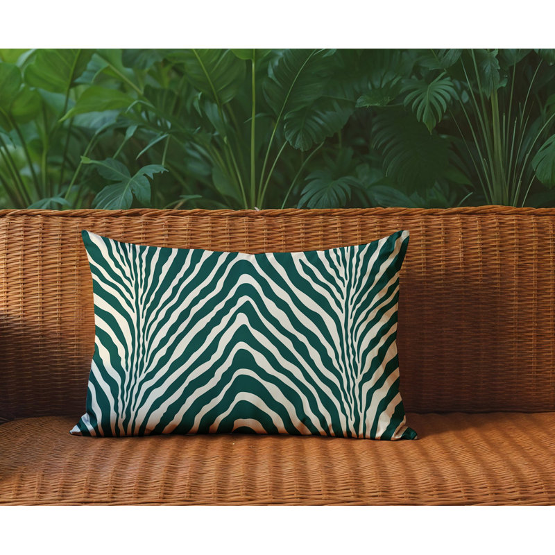 Oreiller rectangulaire réversible intérieur / extérieur Gilda, Rectangle H 14 po x l 20 po, Vert