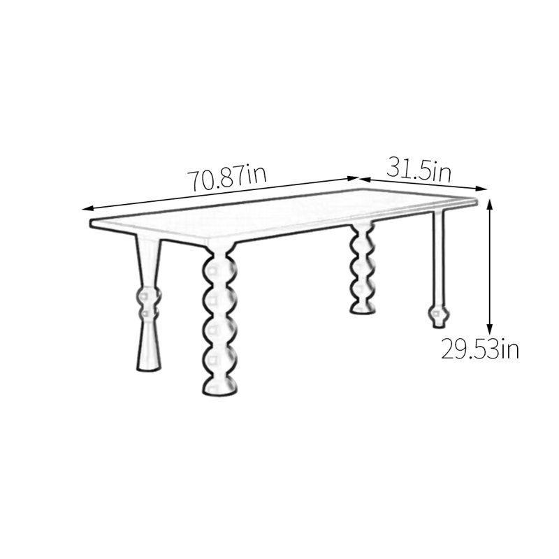 Table de salle à manger en bois de frêne noir, H 29,53 po x L 70,87 po x l 31,5 po