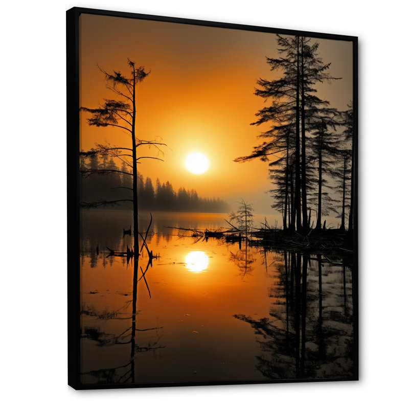 Babich Lake Misty Morning Reflections II, reproduction d'art sur toile, Cadre noir, H 32 po x l 24 po x P 1 po