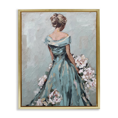 Floral Woman in Gown Framed Floater Canvas Wall Art by Ziwei Li
