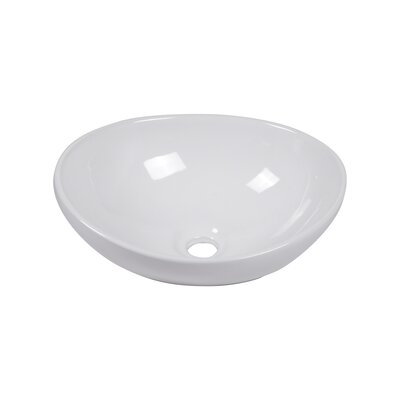 16"" x 13"" Bathroom Vessel Sink White Ceramic Egg Shape Above Counter Sink Countertop Oval Sink -  Logmey, LMP1LGY8003