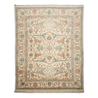 8x10 Hand Knotted Wool Ivory Oushak Art & Crafts Plush Pile Velvety Rug