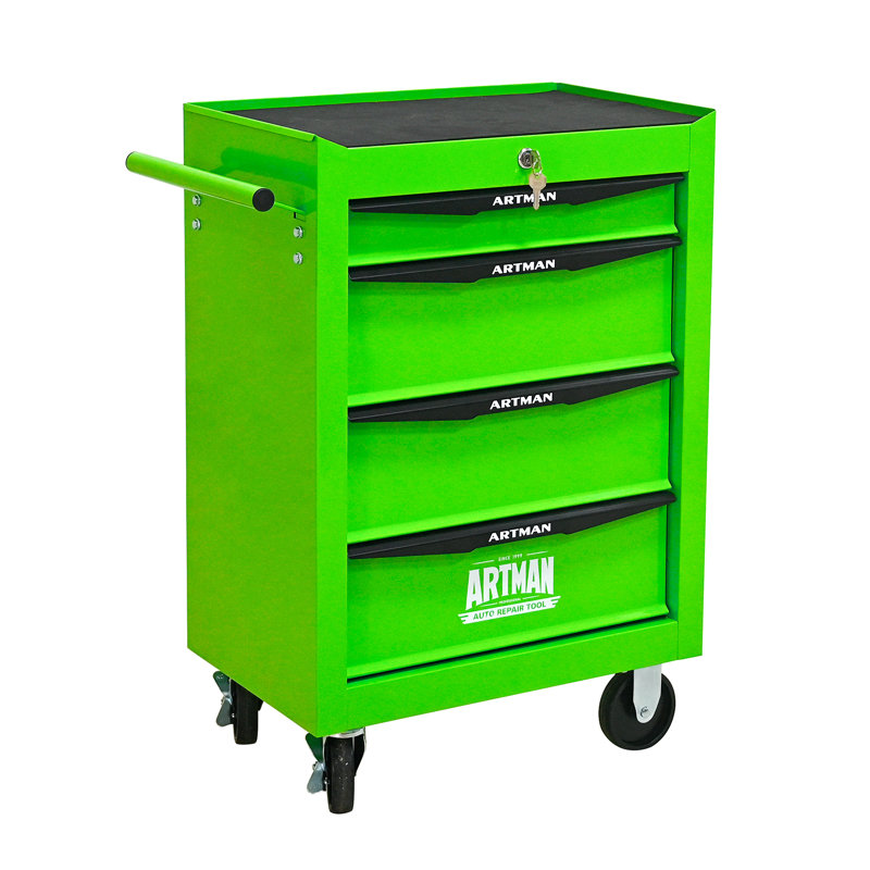 Coffre à outils roulant en métal avec 4 tiroirs, Green
