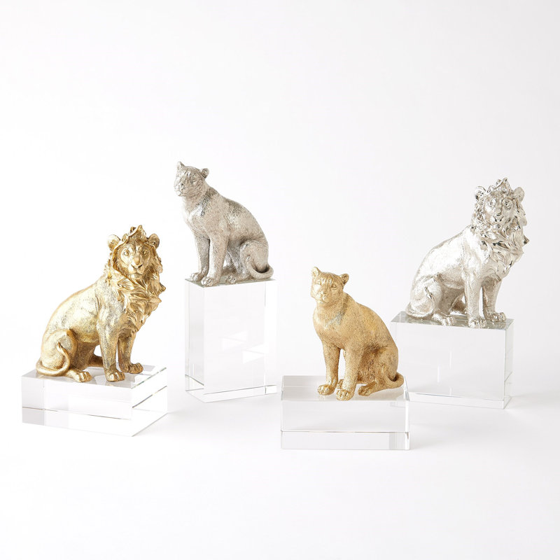 Lioness Sculpture-Nickel/Crystal