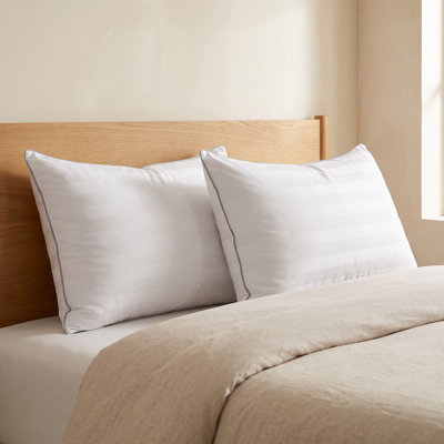 Cooling Down Alternative Queen bed Pillows Fibers 2 Pack, Plush Satin stripe Fiber Bed Pillows 