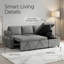Canapé-lit en L 83,5 po convertible beige avec méridienne réversible, rangement, ports USB et porte-gobelets-1104167051