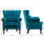 Fauteuil à oreilles en velours bleu sarcelle avec coussin Dorava-811303969
