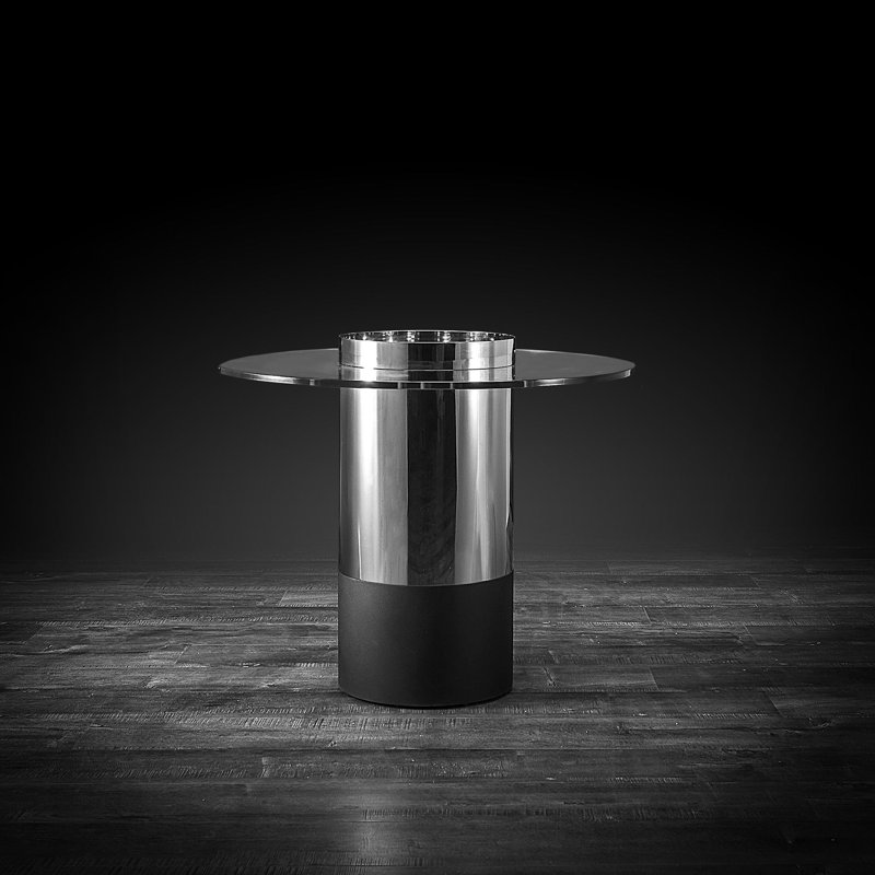 Table de bout cylindrique en verre, H 23,5 po x l 28 po x P 27,5 po, Argent