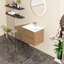 Meuble-lavabo flottant 30 po avec lavabo | Armoire murale moderne avec tiroirs à fermeture en douceur, grand rangement en noyer | Conception peu encombrante