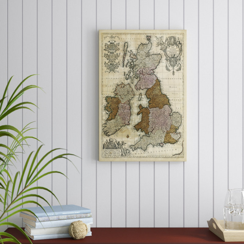 Map of England, Scotland & Ireland - Wrapped Canvas Graphic Art, 76cm H x 51cm W, Wrapped Canvas