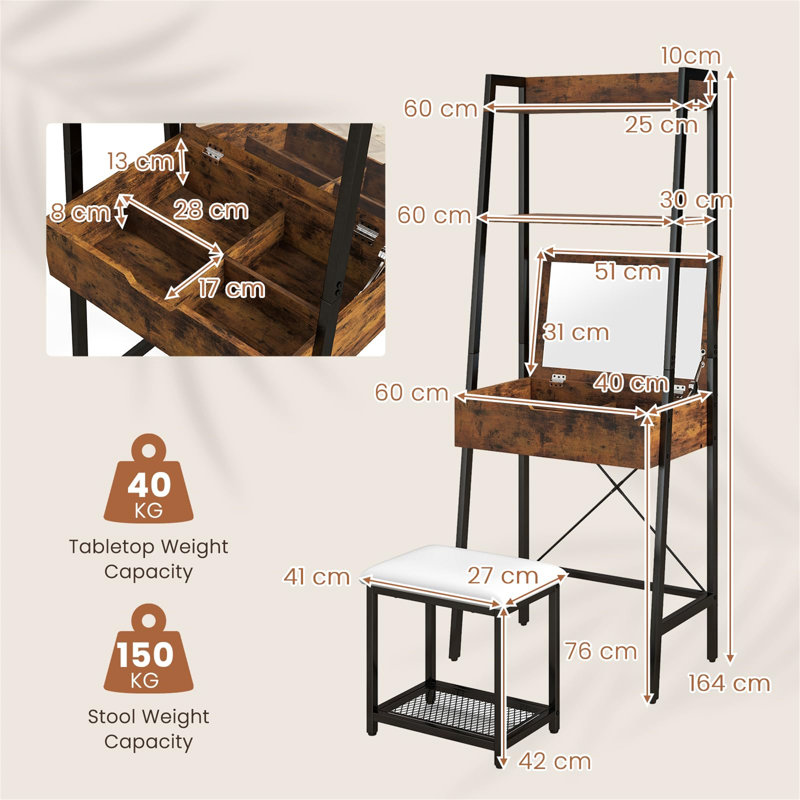Anbal Dressing Table with Mirror