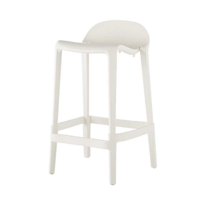 Gardunio Low Back Stool, Set of 2, White, Counter Stool (26” Seat Height)