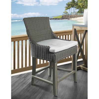 Markley High-Density Polyethylene (HDPE) Wicker Outdoor Stool with Cushion