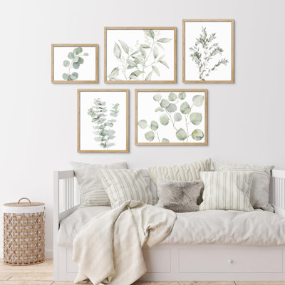 " Green Forest Plant Variety Botanical Floral Nature Digital " 5 - Pieces