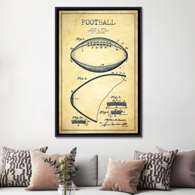 «Football Vintage Vernis Blueprint» - Reproduction de publicité sur toile tendue rétro