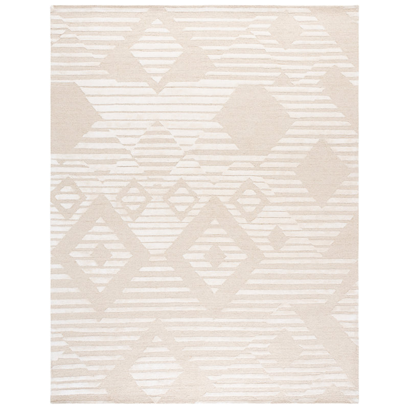 Soho 177 Hand Tufted Viscose/Wool Geometric Shapes Rug in Ivory/Beige, Runner 2'3" x 8'