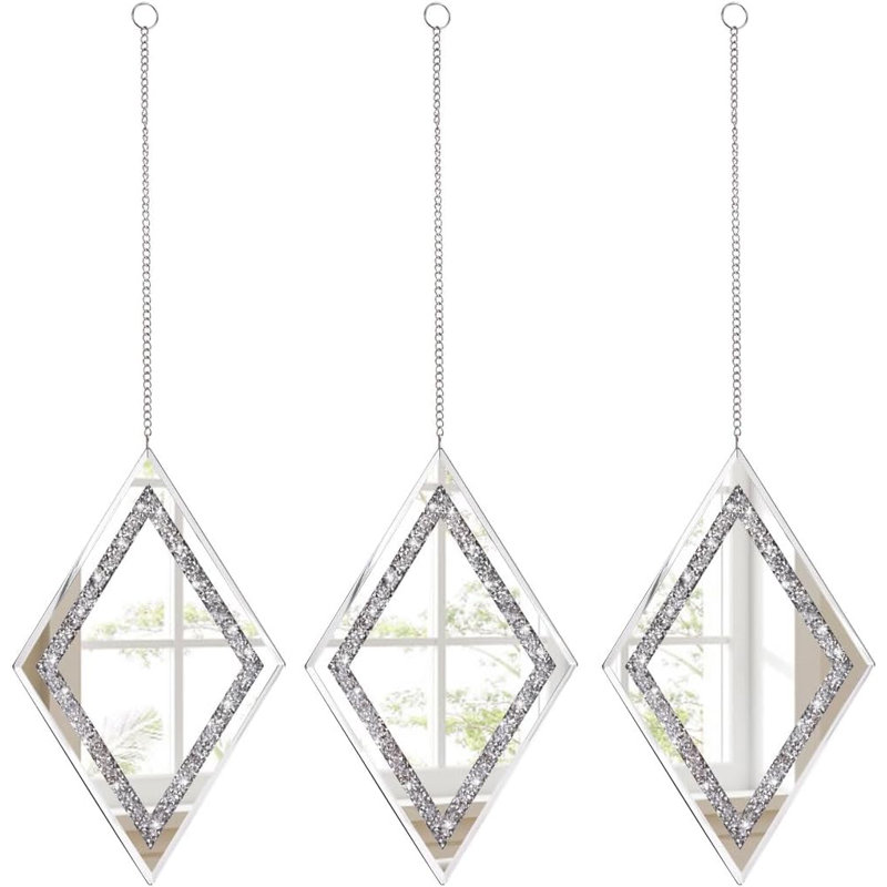 Silver Diamond Shaped Wall Mirror