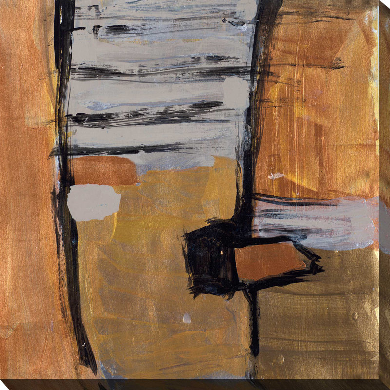 «Golden Squares IV», reproduction de peinture à l'aquarelle, H 18 po x l 18 po x P 1 po, Toile tendue