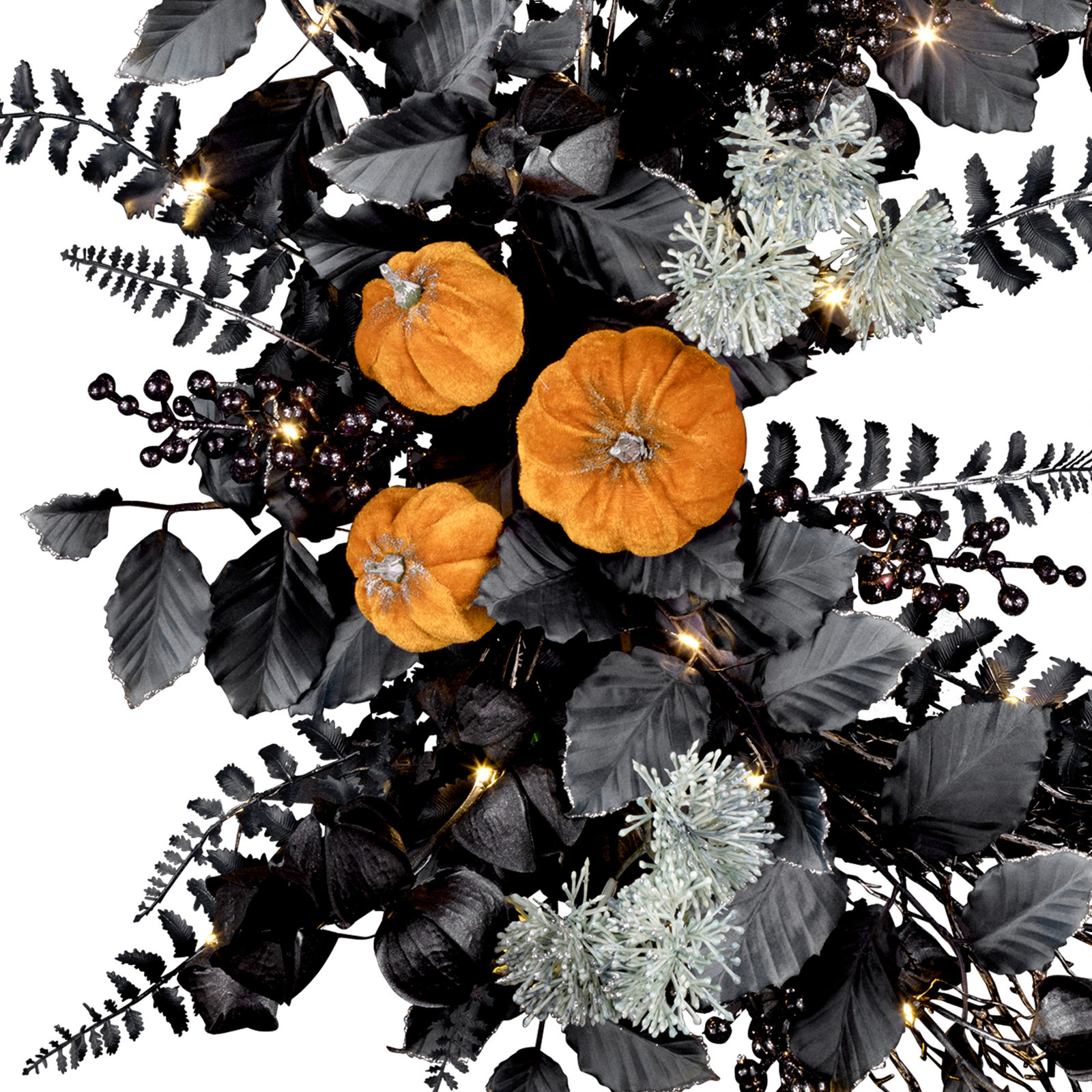 20in. Halloween Pumpkin Wreath with LED Lights