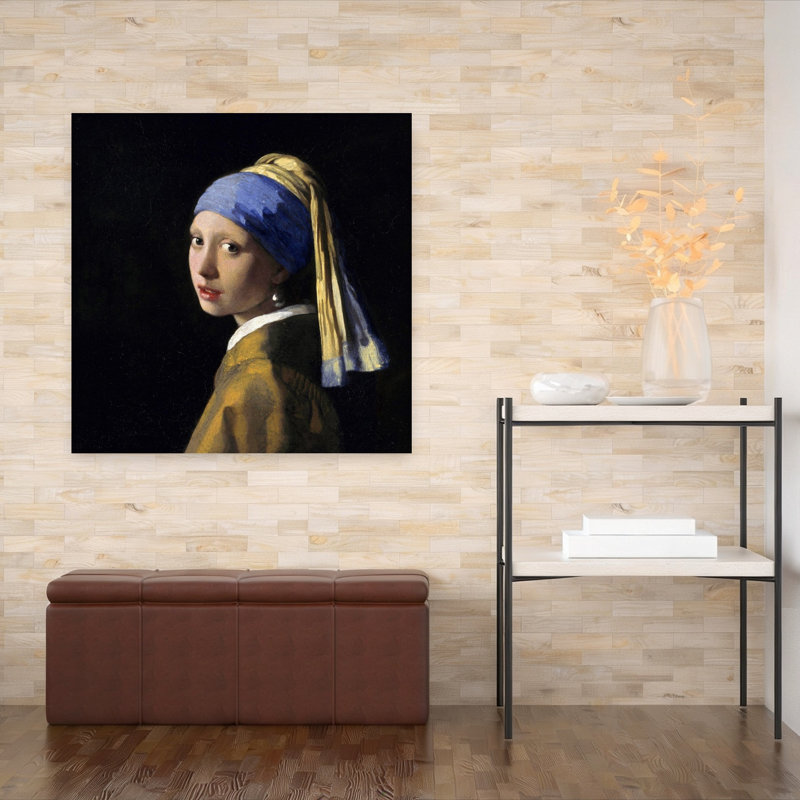 Girl With A Pearl Earring Classic Contemporary Portrait Architecture Wall Art Print by Johannes Vermeer - Wrapped Canvas Print